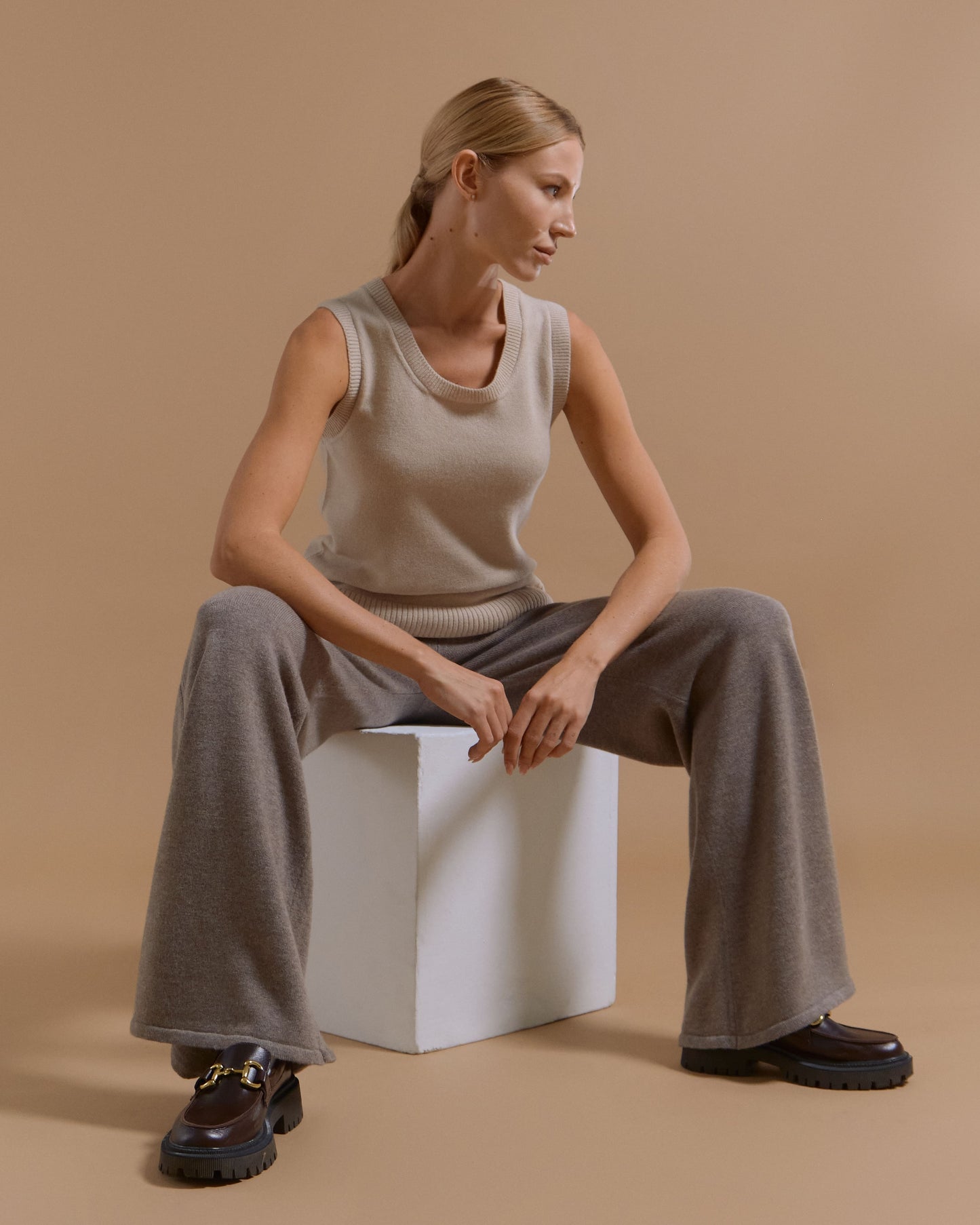 Cashmere pants cappuccino